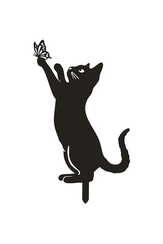 Suntek Magideal Dekoratif Bahçe Sevimli Kara Kedi Kazığı