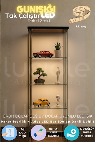 Led Bar Seti 4lü 35 Cm Günışığı Şeffaf Kablo Tak Çalıştır Anahtarlı