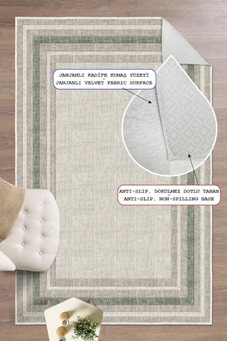 Modern Makinede Yıkanabilir Kaydırmaz Leke Tutmaz Salon Halı Oturma Odası Halı Mutfak Halı Ve Yolluk Yeşil