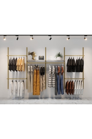 Mağaza Raf Sistemi, Askılık Sistemi, Butik, Mağaza Stand-245x200 Altın