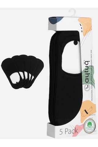 Aytuğ Kadın Penye Babet Çorap 5 Çift Özel Kutulu, Siyah Babet Çorap 31301 Siyah