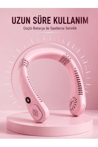 Hepsi Pembe Boyun Fanı Sessiz Çalışan Usb Şarjlı Taşınabilir Kişisel Serinletici Najmaddin