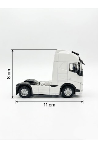 Işıklı Sesli Pilli Çek Bırak Mekanizmalı Öne Doğru Açılan Kabinli 11cm Dorsesiz Oyuncak Tır Beyaz