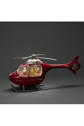 Helikopter Tasarımlı Işıklı Müzikli Kar Küresi Masaüstü Aksesuar Yeniyıl Hediyesi Arkadaşa Hediye