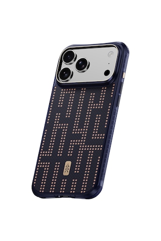 Apple iPhone Uyumlu 18 Pro Max Kılıf M-safe Şarj Özellikli Raptic Aramid Dual Grid Serisi Karbon Kapak Lacivert
