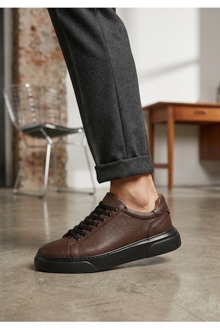 DMR Elegance Blf-010 Erkek Sneaker Günlük Casual Spor Ayakkabı Kahverengi Siyah Taban Rekli