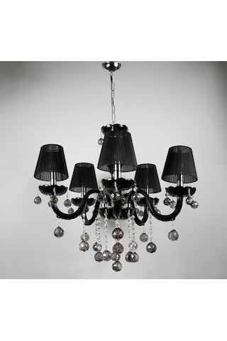 Avize Siyah Salon Oturma Misafir Yatak Odası 5 Li Cam Kol 10'lu Siyah