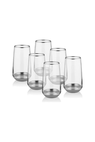 The Mia Glm0010 Glam Su Bardağı Uzun 6 Parça Gümüş
