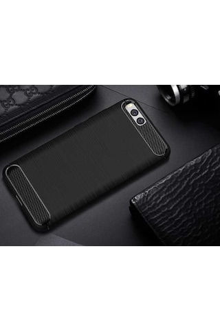 Xiaomi Mi Note 3 Kılıf Karbon Fiber Tasarım Silikon Siyah
