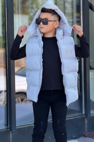 Pina Kids Erkek Çocuk Baskılı Çıkarılabilir Kapüşonlu Şişme Yelek 3017 Gri