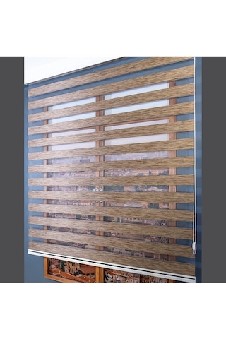 Kidmex Ithal Bambu Kahverengi Bambu Stor Zebra Perde Etek Dilimsiz