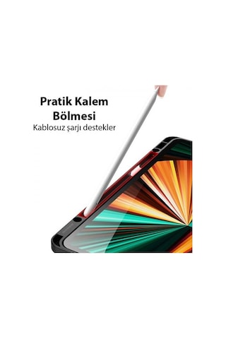 Coofbe Kalem Yerli Standlı Şeffaf Arka Kapak Apple Uyumlu iPad Pro 11 Kılıf Tablet Kılıfı Manyetik 2022-2021-2020-2018