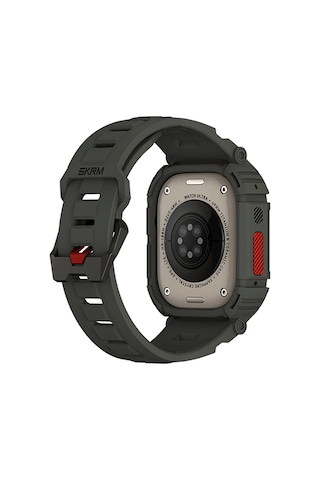 Watch Ultra 49mm Uyumlu 2in1 Tpu Kasa Koruyuculu Silikon Kordon Skinarma Mecha Yeşil Yeşil