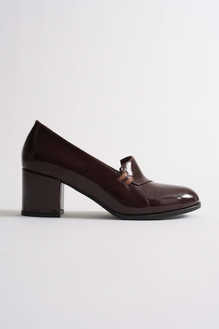 Analin Shoes Kadın Hakiki Deri Biyeli Topuklu Ayakkabı Bordo