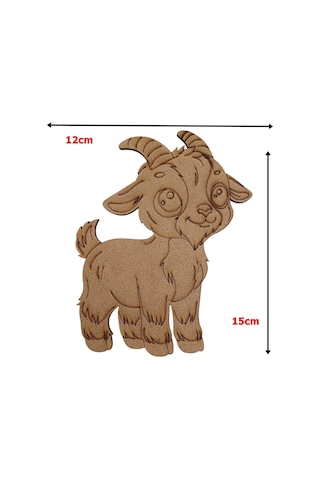 Boyanabilir Ahşap Keçi Figürü 15x12 Cm 10 Adet