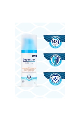Bepanthol Derma Nemlendirici & Besleyici SPF 25 Güneş Koruyuculu Günlük Yüz Bakım Kremi 50 MlL