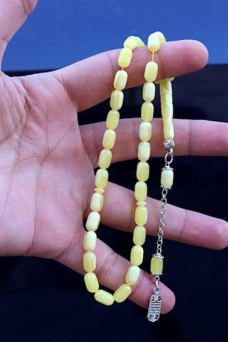 Sarı Renk Kapsül Kesim Damla Benzetmesi Beyrut Toz Kehribar Tesbih 10x6 Mm