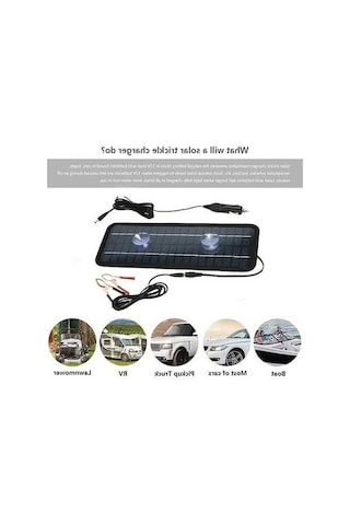 Pazly Monokristal Güneş Paneli Şarj Cihazı 18v 12v Dc Siyah Araç Fişi Timsah Klipsli Kablo Karavan Ve Araçlar İçin