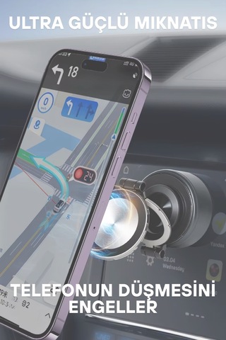 Wearfitpro Magsafe Özellikli Güçlü Mıknatıslı Vantuz Telefon Tutucu Ev Araç Her Zemine Uygun Telefon Tutucu Gri