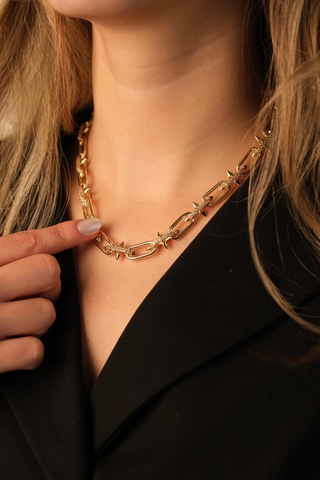 Çildan Womens Zirkon Taşlı Gold Zincir Kolye Altın