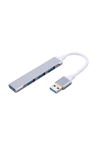 Mufunye Alüminyum 4-port Usb Hub: 1x Usb3.0 + 3x Usb2.0 Çoklayıcı, Gümüş Renk, 8cm Kablolu