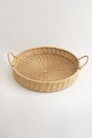 Meander Doğal Rattan Kulplu Tepsi 35x5x10 Cm 4582 L