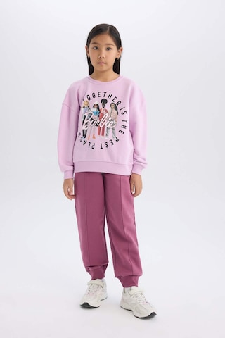 DeFacto Kız Çocuk Barbie Relax Fit Bisiklet Yaka Sweatshirt D4379A824WNPR139 Mor