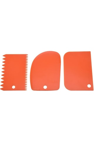 Hamur Kek Pişirme Kazıyıcı Fondan Pasta Kesici Aracı Turuncu 3 Adet/Takım