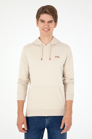 U.S. Polo Assn. Erkek Kapüşonlu Taş Basic Şardonlu Sweatshirt 50295176-VR049