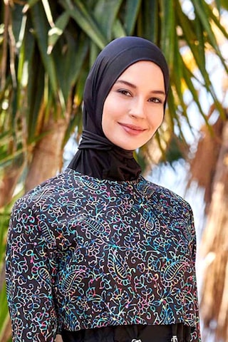 Remsa Mayo Çıtçıtlı Bone Yüzücü Eşarp Bone Havuz Deniz Bonesi Rbe-02 Siyah Siyah