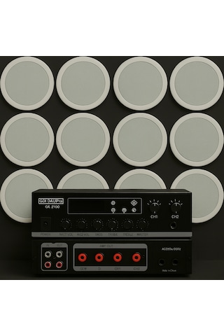 Luxury, 12 Adet Hoparlör 1 Adet Anfi, Asma Tavan Ses Sistemi, Alçıpan Tavan Ses Sistemi, Mağaza Ses Sistemi 16cm