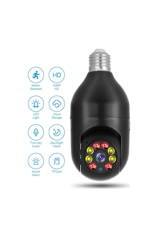 Youtek Yııot E27 Ampul Kamera - 3mp, İki Yönlü Ses, Pan-tilt, İnsan Hareket Takibi, Gece Görüşü, Su Geçirmez, Tuya Uygulaması