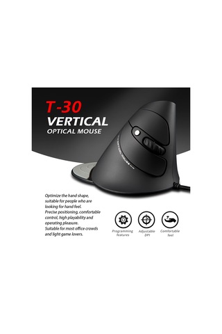 Zelotes T30 6 Tuşlu Dikey Kavramalı Çıkarılabilir Ergonomik Kablolu Fare 7 Renkli Solunum Işığı Diğer