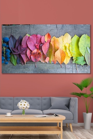Homearths Çok Renkli Yaprak Kanvas Tablo - 120 X 60 Cm Kanvas