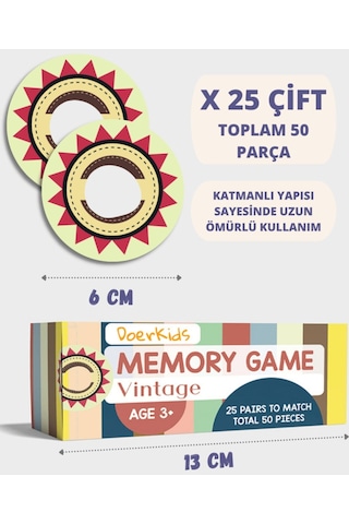 Doerkids Vintage Memory Game Eşleştirme Beceri Hafıza Oyunu 4 Farklı Kullanım