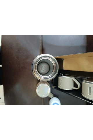Paslanmaz Çelik Vacuum Termos 3 Bardaklı Siyah 500ml Termos Seti Siyah