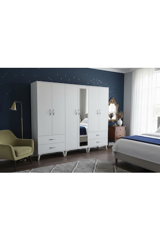 Zerkaconcept Odin 6 Kapaklı Dolap Gardırop Byz - M3 Beyaz