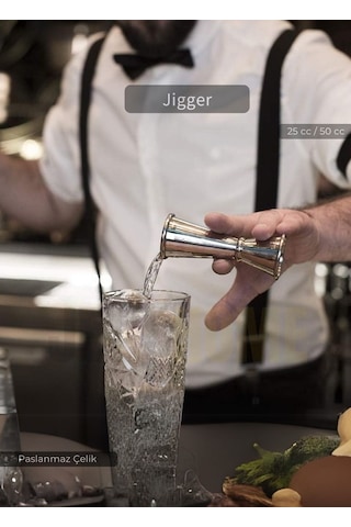 Jigger Çift Taraflı Bar Ölçeği Paslanmaz Kokteyl Ölçeği Barmen Ölçü Kabı Çelik 25/50 Cc