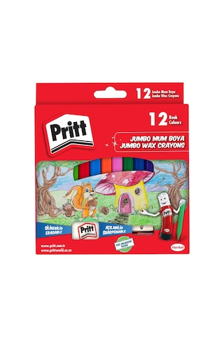 Pritt 12'li Jumbo Üçgen Silinebilir Pastel Boya Mum Boya + Silgi Ve Kalemtıraş Hediyeli Genel