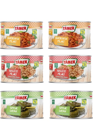 Tamek Barbunya - Fasulye - Yaprak Sarma 400 Gr X 6 Lı Karma Paket