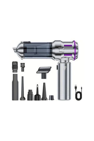 Fochsia Silvery Purple Kablosuz Şarjlı Yüksek Güçlü El Süpürgesi Araç Ve Ev İçin Toz Emici Üfleyici