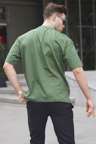Madmext Erkek Haki Oversize Fit Basic Tişört 6066-haki Haki