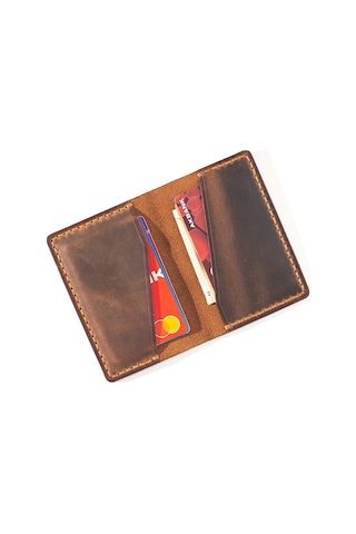 Moneta Camel Isme Kişiye Özel Deri Minimal Cüzdan