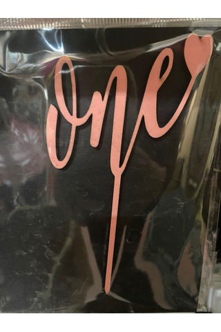 Özel Üretim Hatıra Etkinlik Görsel One Kalpli Pembe Ahşap Pasta Üzeri Süs