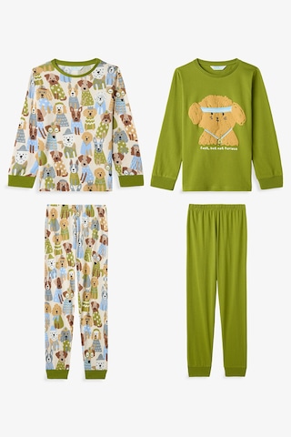 Penti Yağ Yeşili Erkek Çocuk Runner Dog Uzun Kollu Pamuklu 2'li Pijama Takımı
