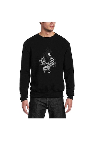 Venom Zehirli Öfke Baskılı Siyah Erkek Örme Sweatshirt (528964138)