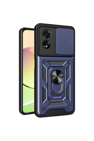 Zore Oppo A38 Uyumlu Magnetik Standlı Kamera Korumalı Msra Sürgülü Vega Kapak-mavi Mavi