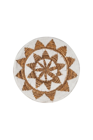 Bohem Hasır Yuvarlak Duvar Dekoru Bambu Ve Makrome İle Yapılan Duvar Süsü 50 Cm X 50 Cm-74