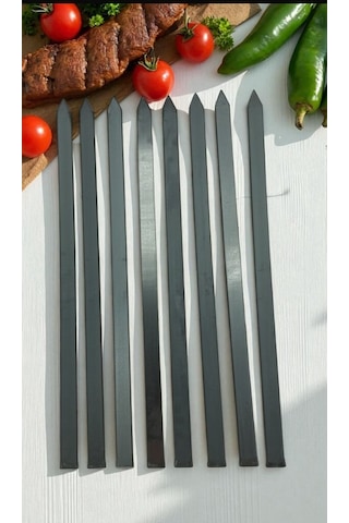 Mangal Seti 32 Parça -10 Adana Kebap Şiş Silme Demir , 10 Ciğer Şişi Yassı Düz, 10 Kuşbaşı Yassı Düz ,1 Adet Silme Demir Maşa,şiş Kutusu Hediyeli