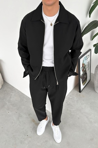 Siyah Fermuarlı Relaxed Fit Boxy Ceket Siyah